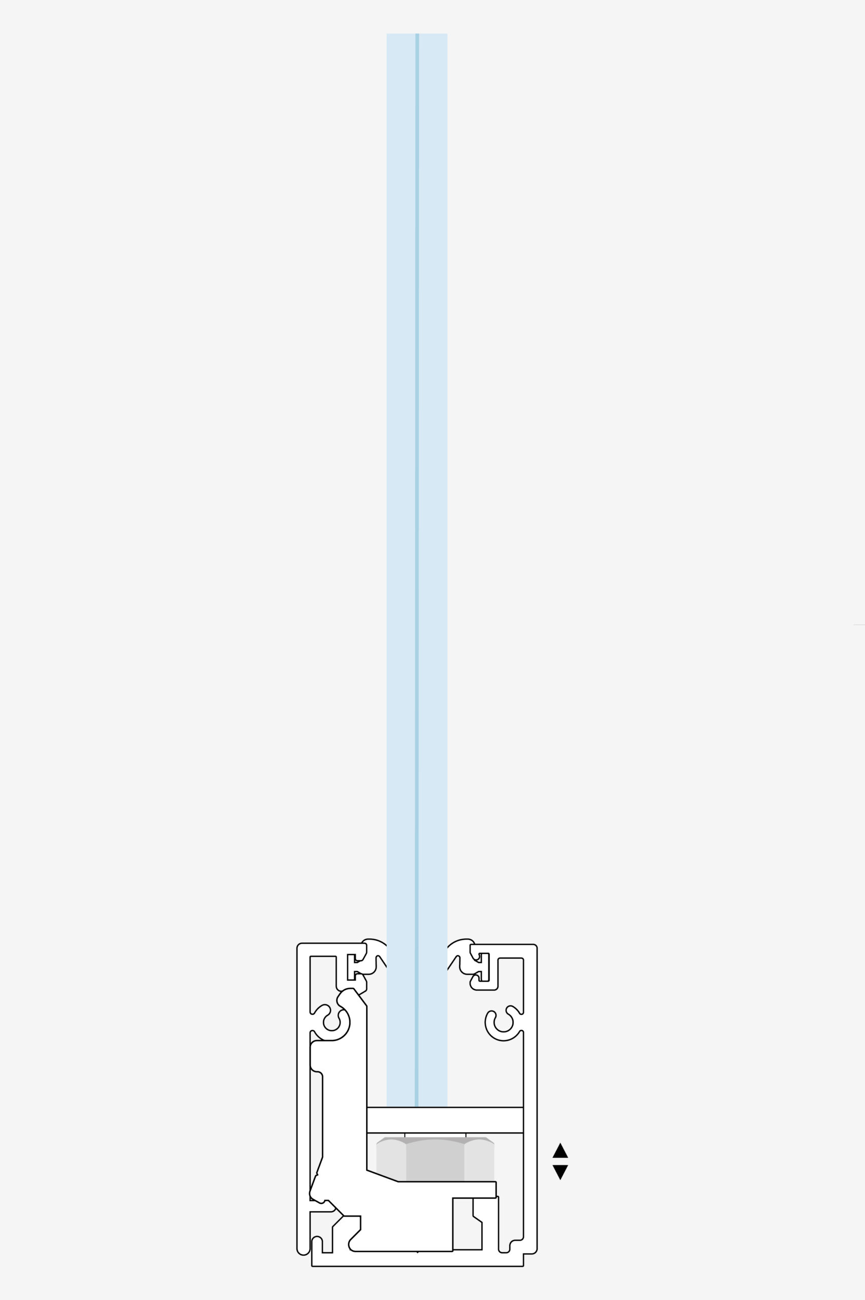 Parete divisoria Glass sistema di regolazione micrometrica