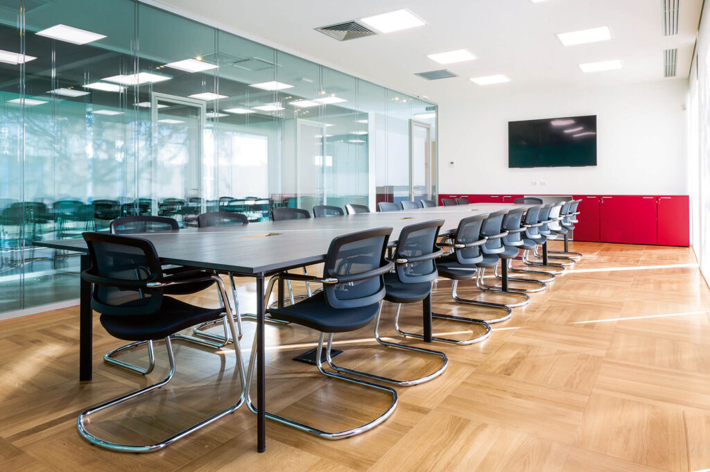 INOXTECH parete divisoria DOUBLE sala riunione parete vetrata a vetro doppio extra clear profilo in alluminio