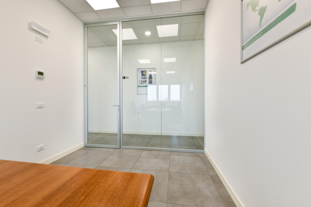 LOHMANN parete divisoria Glass ufficio privato parete vetrata a vetro singolo extra clear profilo in alluminio porta a battente